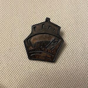 Puppy in doghouse brooch or necklace, signed by artist, Drumm